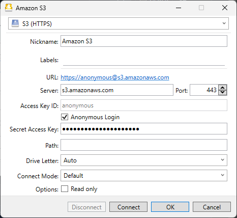 S3 Anonymous Login